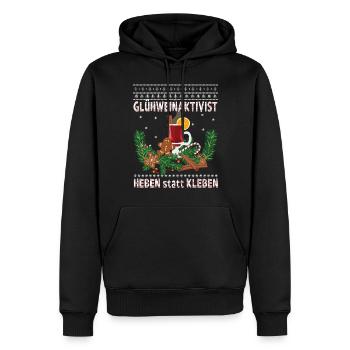 "Glühweinaktivist Heben statt Kleben" - Glühwein - Männer Premium Bio Hoodie - Schwarz - Vorne - Nico (187cm)