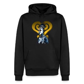 Symbole de Sankofa Adinkra Ghana Histoire des Noirs - Sweat à capuche Premium bio Homme - noir - Devant - Nico (187cm)
