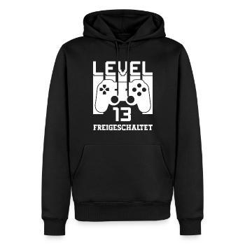 Level 13 Freigeschaltet Gamer Sprüche Geburtstag - Männer Premium Bio Hoodie - Schwarz - Vorne - Nico (187cm)
