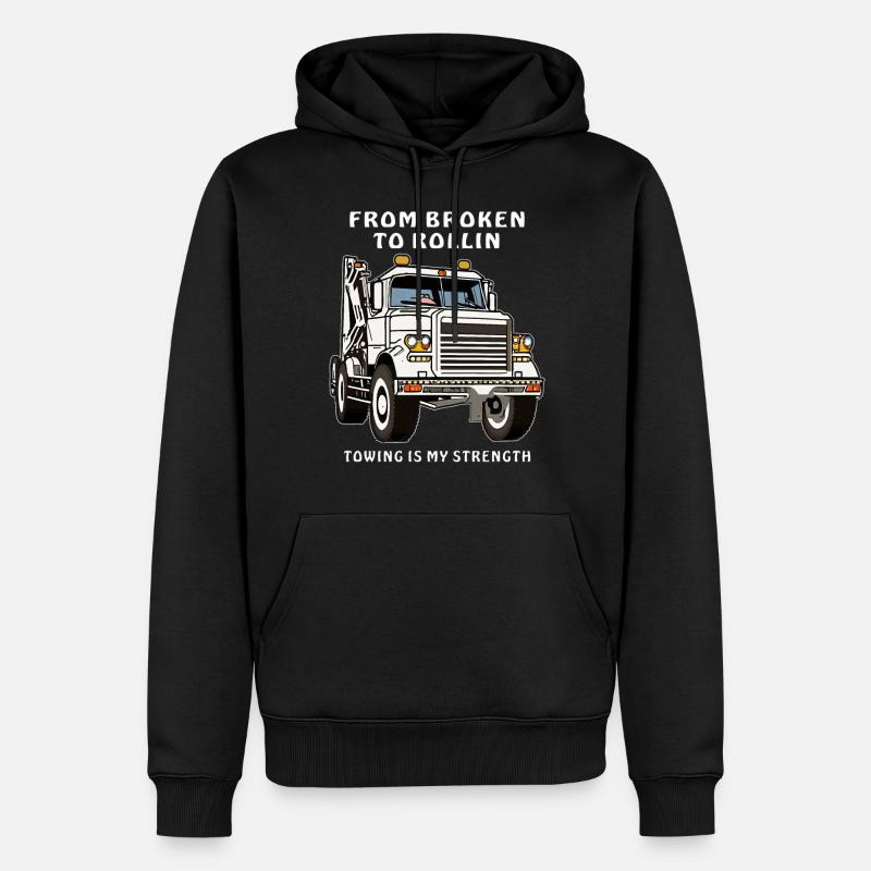 ABSCHLEPPWAGEN FROM BROKEN TO ROLLIN - Männer Premium Bio Hoodie - Schwarz