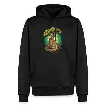 Tree Guitar Guitariste Fusion - Sweat à capuche Premium bio Homme - noir - Devant - Nico (187cm)