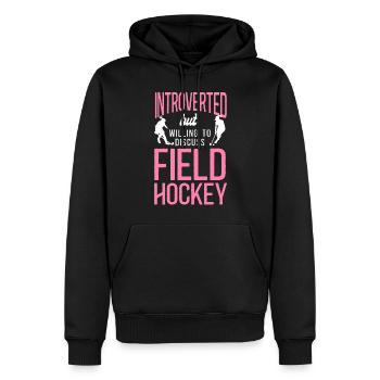 Field Hockey Introverted But - Men’s Premium Organic Hoodie - black - Front - Nico (187cm)