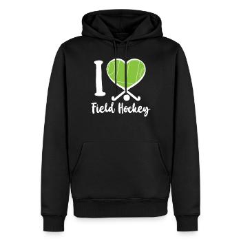 Field Hockey Heart I Love Field - Männer Premium Bio Hoodie - Schwarz - Vorne - Nico (187cm)