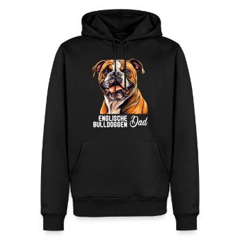 Chien Bouledogue anglais - Sweat à capuche Premium bio Homme - noir - Devant - Nico (187cm)