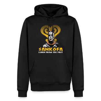 « Sankofa apprend du passé » Adinkra - Sweat à capuche Premium bio Homme - noir - Devant - Nico (187cm)