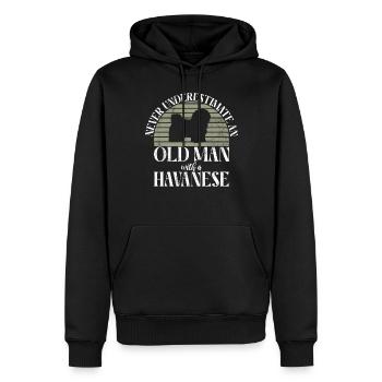 Cadeaux pour les amoureux des chiens bichons havanais - Sweat à capuche Premium bio Homme - noir - Devant - Nico (187cm)