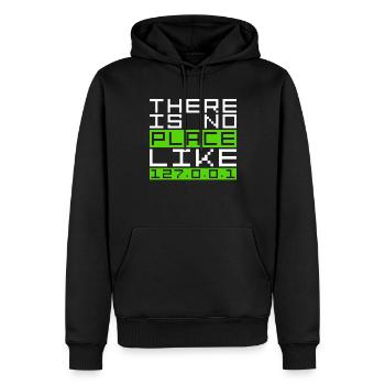 Programmierer There Is No Place Like 127.0.0.1 - Männer Premium Bio Hoodie - Schwarz - Vorne - Nico (187cm)