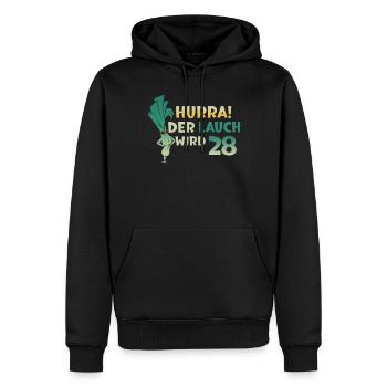 Hurra der Lauch wird 28 - Männer Premium Bio Hoodie - Schwarz - Vorne - Nico (187cm)