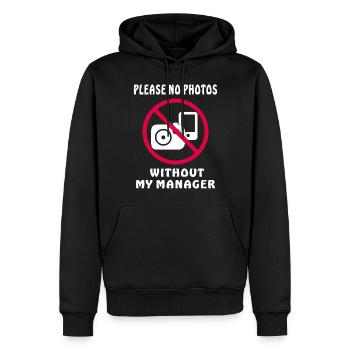 S’IL VOUS PLAÎT PAS DE PHOTOS SANS MON MANAGER - Sweat à capuche Premium bio Homme - noir - Devant - Nico (187cm)