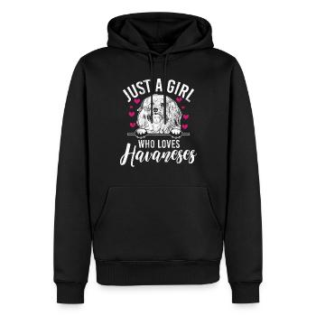 Cadeaux pour les amoureux des chiens bichons havanais - Sweat à capuche Premium bio Homme - noir - Devant - Nico (187cm)