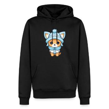 Fuchs Winter Comic - Männer Premium Bio Hoodie - Schwarz - Vorne - Nico (187cm)