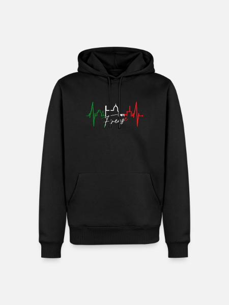 Firenze Skyline Italia Heartbeat I Love Firenze - Felpa con cappuccio ecologica premium da uomo - nero