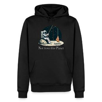 Astronaut Pizza Fishing in Space - Men’s Premium Organic Hoodie - black - Front - Nico (187cm)