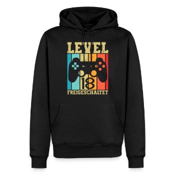 Level 18 Freigeschaltet Geburtstag 18 Jahre alt - Männer Premium Bio Hoodie - Schwarz - Vorne - Nico (187cm)