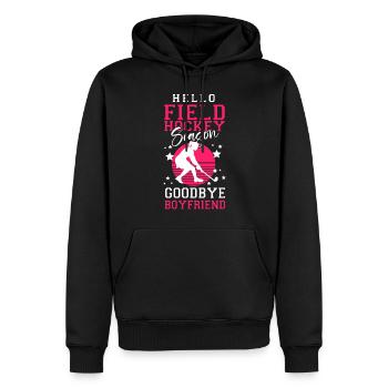 Field Hockey Hello Field Hockey - Männer Premium Bio Hoodie - Schwarz - Vorne - Nico (187cm)