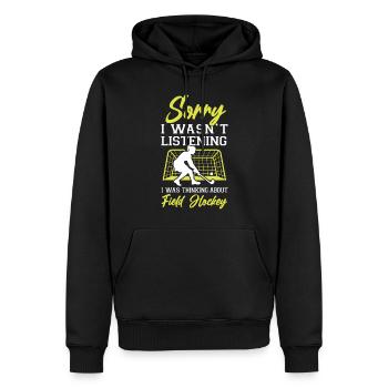 Field Hockey Sorry I Wasn't - Männer Premium Bio Hoodie - Schwarz - Vorne - Nico (187cm)