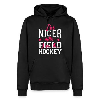Field Hockey I'm Nicer After Field - Männer Premium Bio Hoodie - Schwarz - Vorne - Nico (187cm)