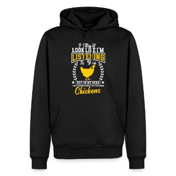 Amoureux de la poule Fermier Poulailler Amoureux de la poule - Sweat à capuche Premium bio Homme - noir - Devant - Nico (187cm)