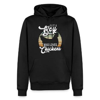 Amoureux de la poule Fermier Poulailler Amoureux de la poule - Sweat à capuche Premium bio Homme - noir - Devant - Nico (187cm)