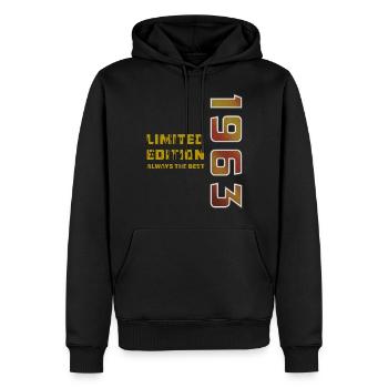ANNÉE 1963 - Sweat à capuche Premium bio Homme - noir - Devant - Nico (187cm)