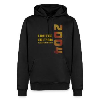 ANNÉE 2004 - Sweat à capuche Premium bio Homme - noir - Devant - Nico (187cm)