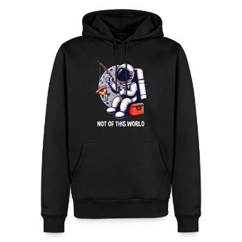 Astronaut Fishes Pizza Out Of This World - Men’s Premium Organic Hoodie - black - Front - Nico (187cm)