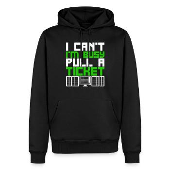 Network Administrator Pull A Ticket - Men’s Premium Organic Hoodie - black - Front - Nico (187cm)