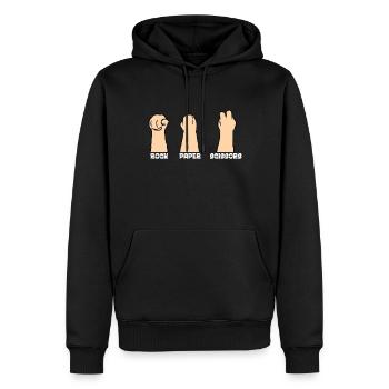 Rockpapierschere Handspiel Lustige Katzenkinder - Männer Premium Bio Hoodie - Schwarz - Vorne - Nico (187cm)