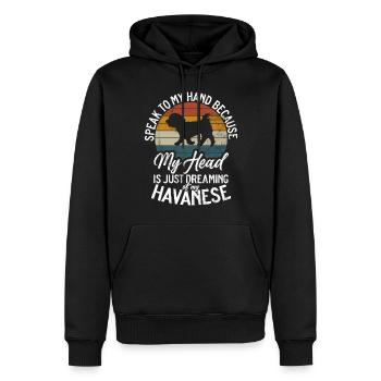 Cadeaux pour les amoureux des chiens bichons havanais - Sweat à capuche Premium bio Homme - noir - Devant - Nico (187cm)
