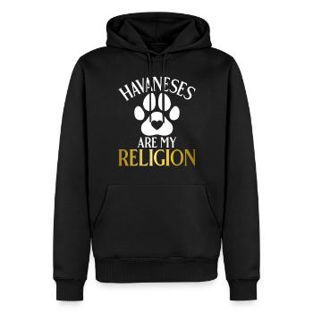 Cadeaux pour les amoureux des chiens bichons havanais - Sweat à capuche Premium bio Homme - noir - Devant - Nico (187cm)
