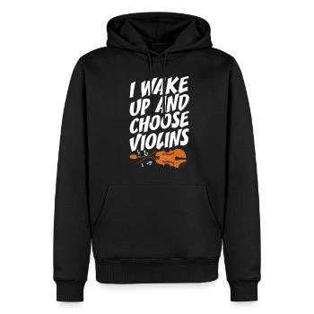 Violoniste Je me réveille et choisis les violons Violon - Sweat à capuche Premium bio Homme - noir - Devant - Nico (187cm)