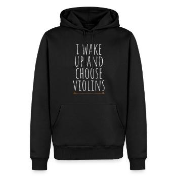 Violoniste Je me réveille et choisis les violons Violon - Sweat à capuche Premium bio Homme - noir - Devant - Nico (187cm)