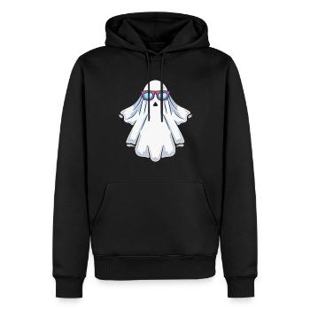 Halloween Ghost With Sunglasses - Funny Ghost Hall - Männer Premium Bio Hoodie - Schwarz - Vorne - Nico (187cm)
