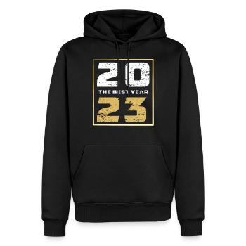 LA MEILLEURE ANNÉE 2023 - Sweat à capuche Premium bio Homme - noir - Devant - Nico (187cm)