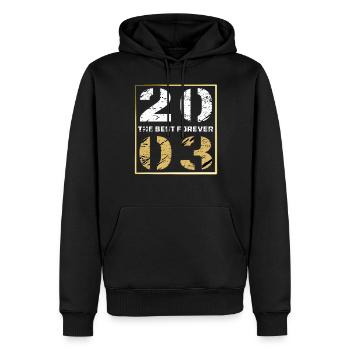 THE BEST FOREVER 2003 - Männer Premium Bio Hoodie - Schwarz - Vorne - Nico (187cm)