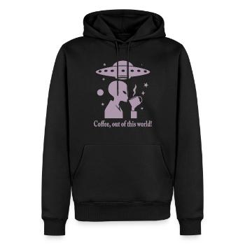 Coffee Out of this world - Men’s Premium Organic Hoodie - black - Front - Nico (187cm)