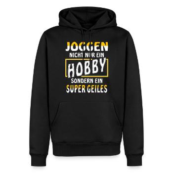 JOGGEN - Männer Premium Bio Hoodie - Schwarz - Vorne - Nico (187cm)