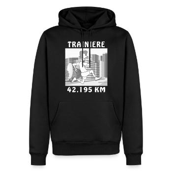 LÄUFER - Männer Premium Bio Hoodie - Schwarz - Vorne - Nico (187cm)