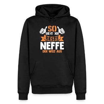 Bester Neffe - Männer Premium Bio Hoodie - Schwarz - Vorne - Nico (187cm)