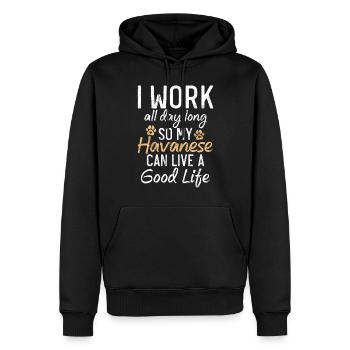 Cadeaux pour les amoureux des chiens bichons havanais - Sweat à capuche Premium bio Homme - noir - Devant - Nico (187cm)