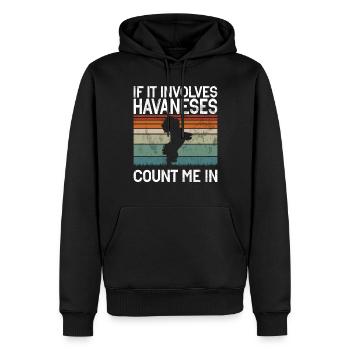 Cadeaux pour les amoureux des chiens bichons havanais - Sweat à capuche Premium bio Homme - noir - Devant - Nico (187cm)