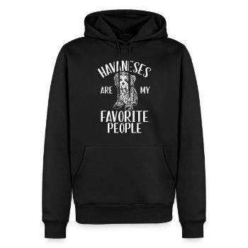 Cadeaux pour les amoureux des chiens bichons havanais - Sweat à capuche Premium bio Homme - noir - Devant - Nico (187cm)