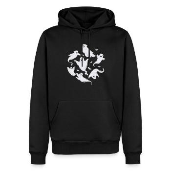 Fête d’Halloween Drôle Halloween Fantôme - Sweat à capuche Premium bio Homme - noir - Devant - Nico (187cm)