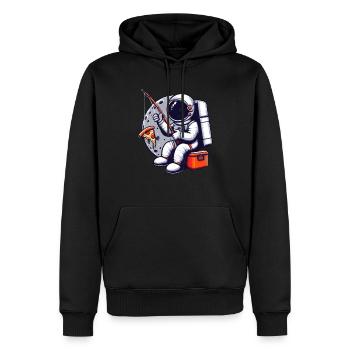 Un astronaute pêche une pizza dans l’espace - Sweat à capuche Premium bio Homme - noir - Devant - Nico (187cm)