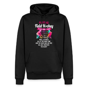 Field Hockey Playing Field Hockey - Männer Premium Bio Hoodie - Schwarz - Vorne - Nico (187cm)
