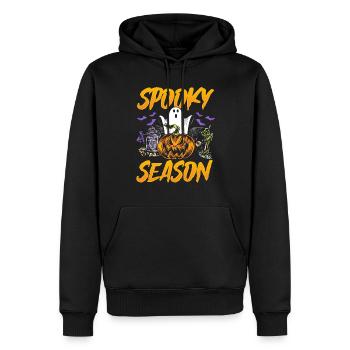 Halloween Spooky Season - Fantôme d’Halloween drôle - Sweat à capuche Premium bio Homme - noir - Devant - Nico (187cm)