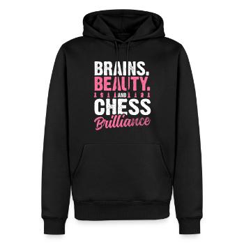 Schachspieler Stücke Schachliebhaber Mädchen - Männer Premium Bio Hoodie - Schwarz - Vorne - Nico (187cm)