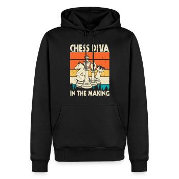 Schachspieler Stücke Schachliebhaber Mädchen - Männer Premium Bio Hoodie - Schwarz - Vorne - Nico (187cm)