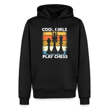 Schachspieler Stücke Schachliebhaber Mädchen - Männer Premium Bio Hoodie - Schwarz - Vorne - Nico (187cm)