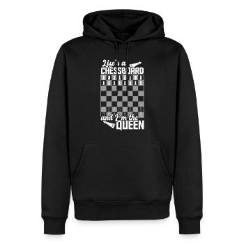 Schachspieler Stücke Schachliebhaber Mädchen - Männer Premium Bio Hoodie - Schwarz - Vorne - Nico (187cm)